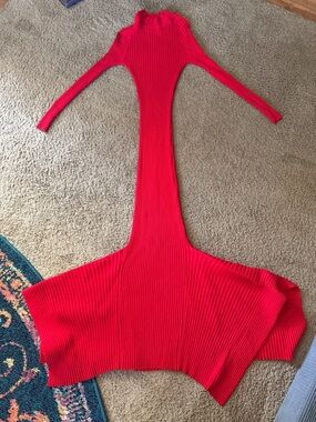 AKIRA Vibrant Red Ribbed Maxi Dress